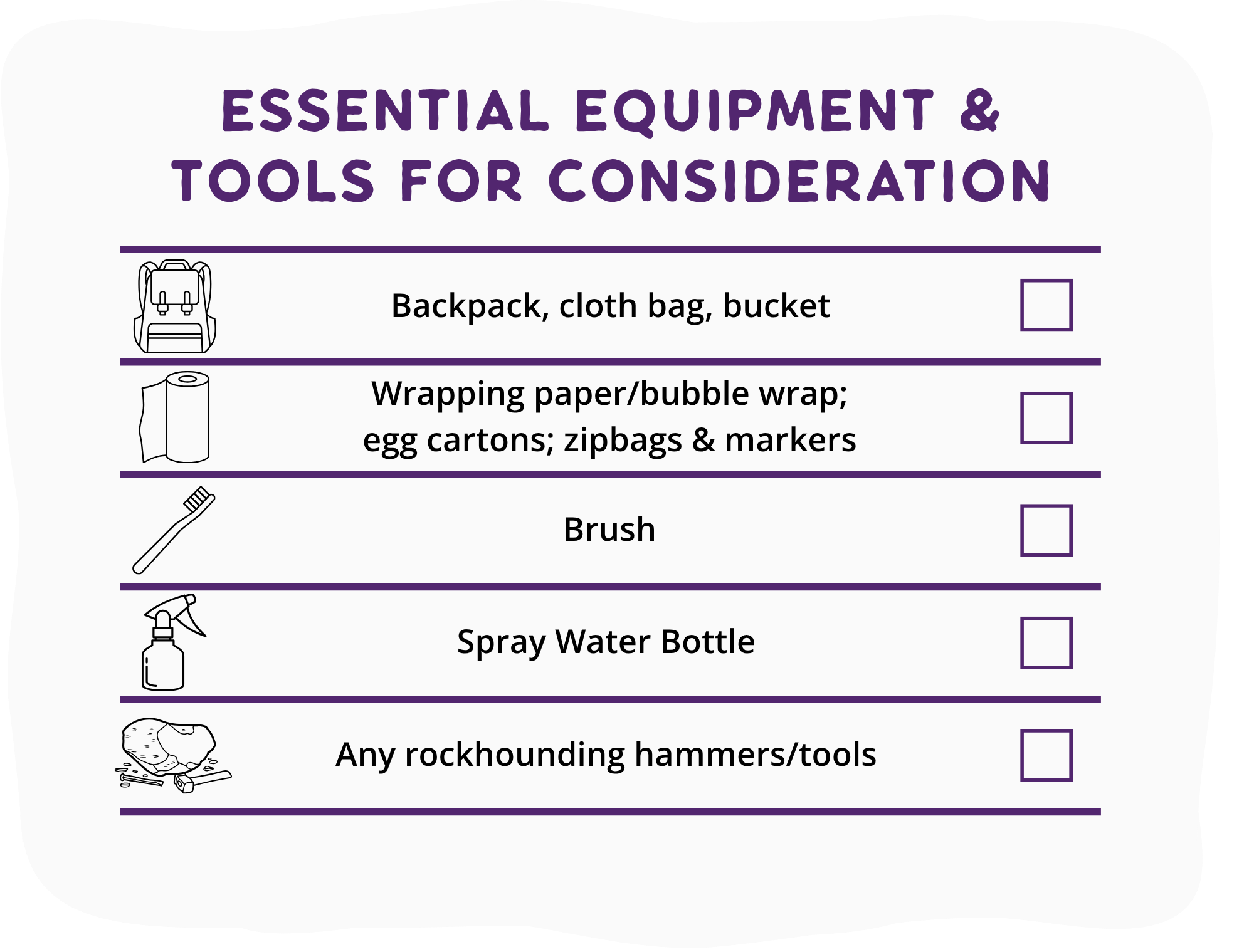 Rockhounding essential equipment checklist