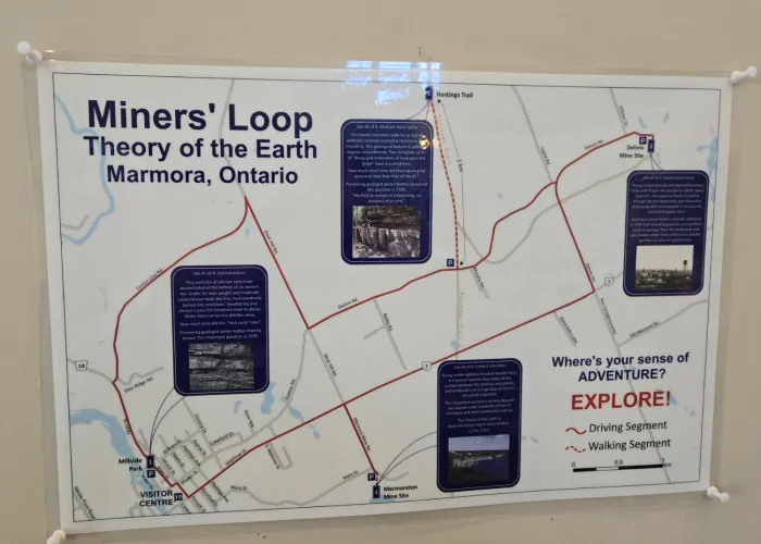 Miners' Loop Poster, white background with roads and redlines, outlining the route.